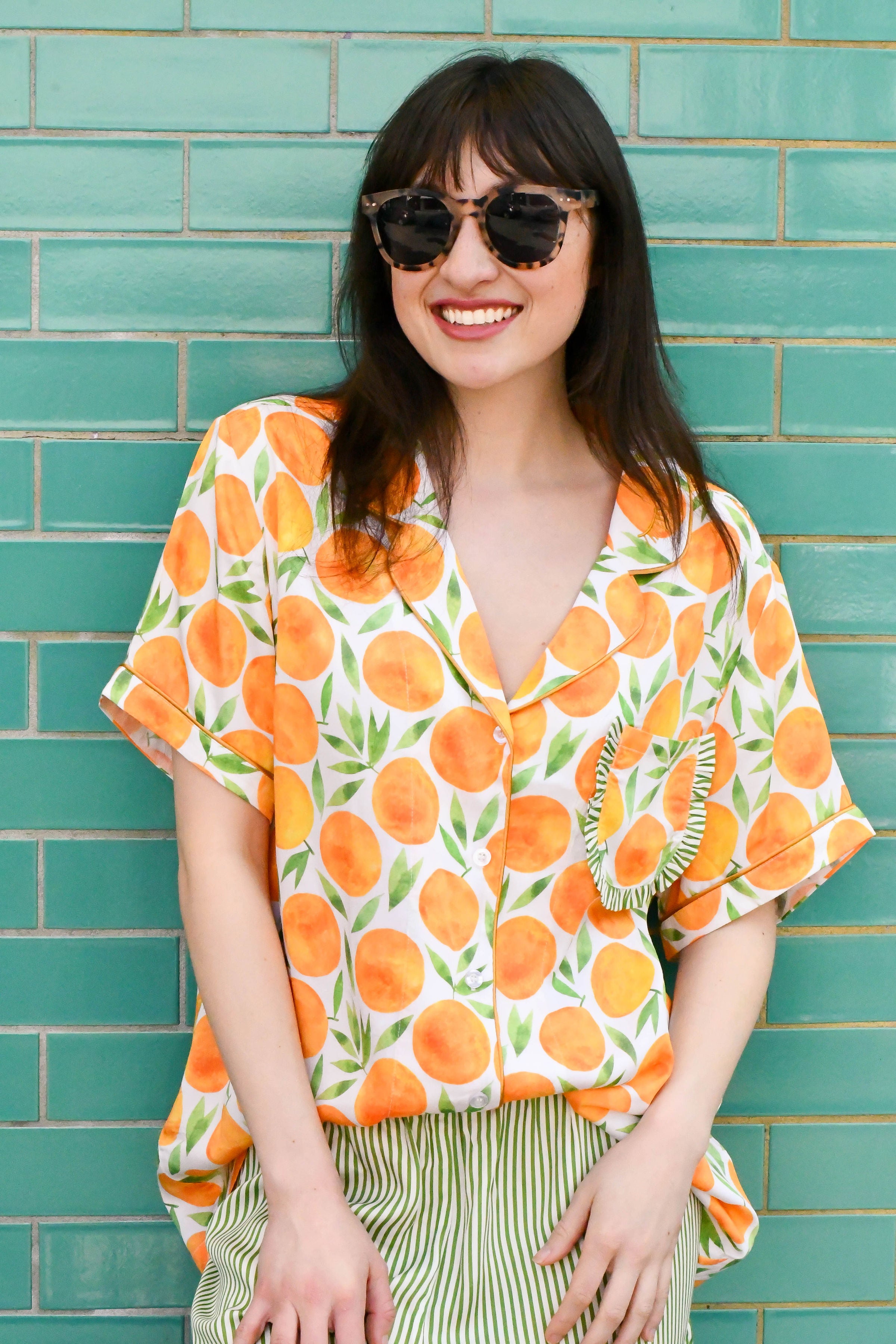 Fruity oranges summer sleepwear set sweat wicking