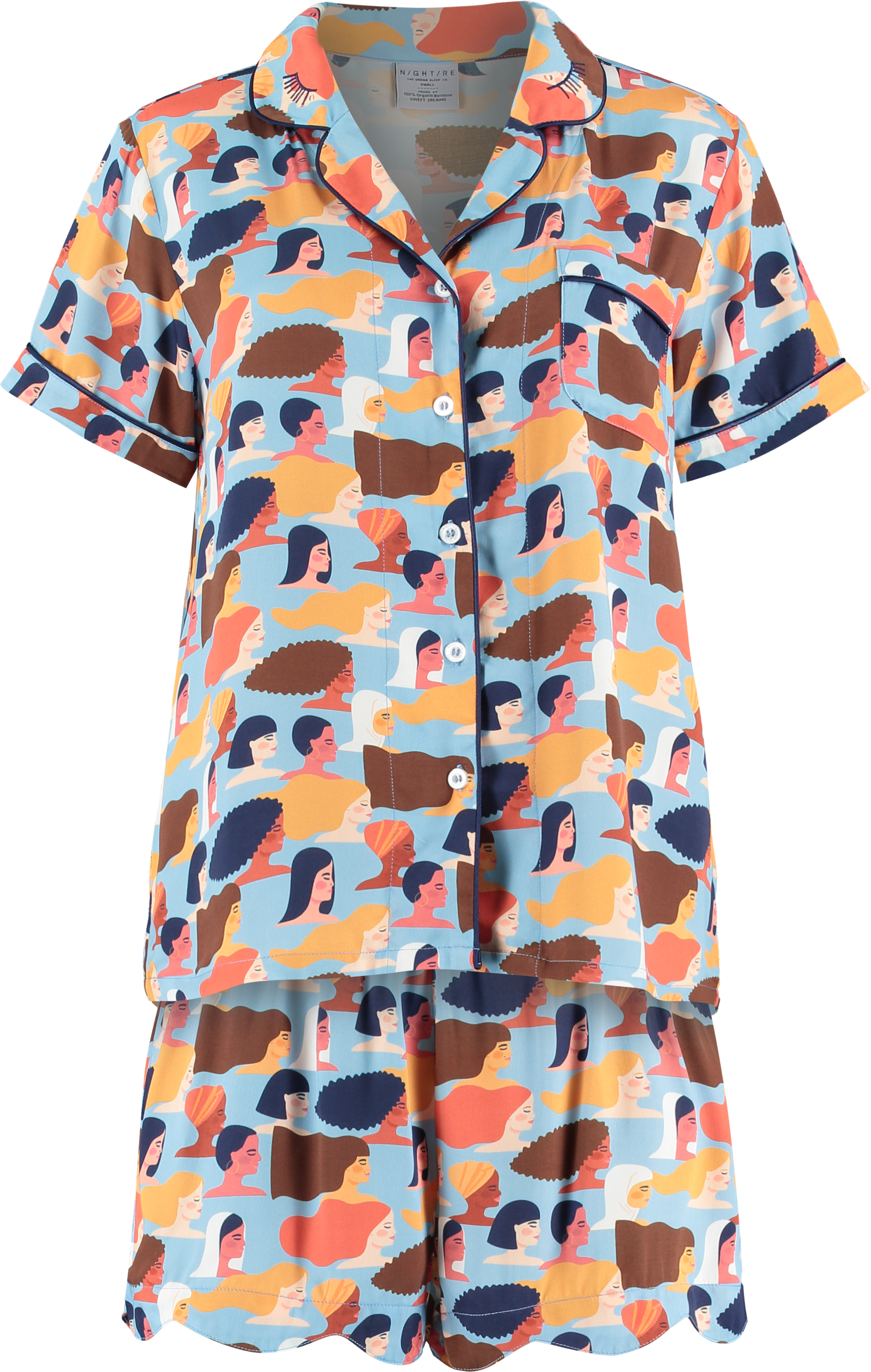 Female Faces Patterned Bamboo Spring Pyjamas