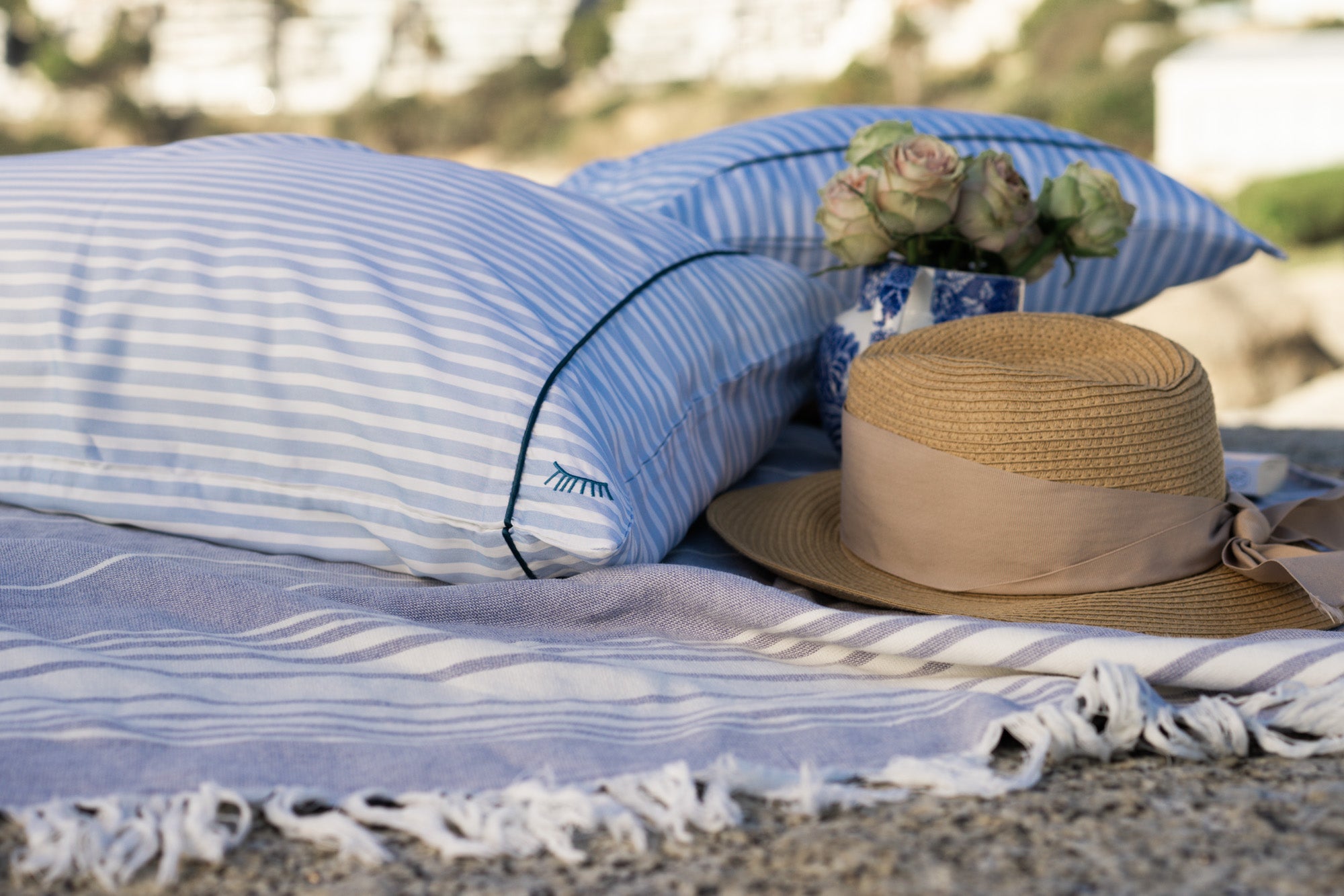 Blue stripe bamboo pillowcases