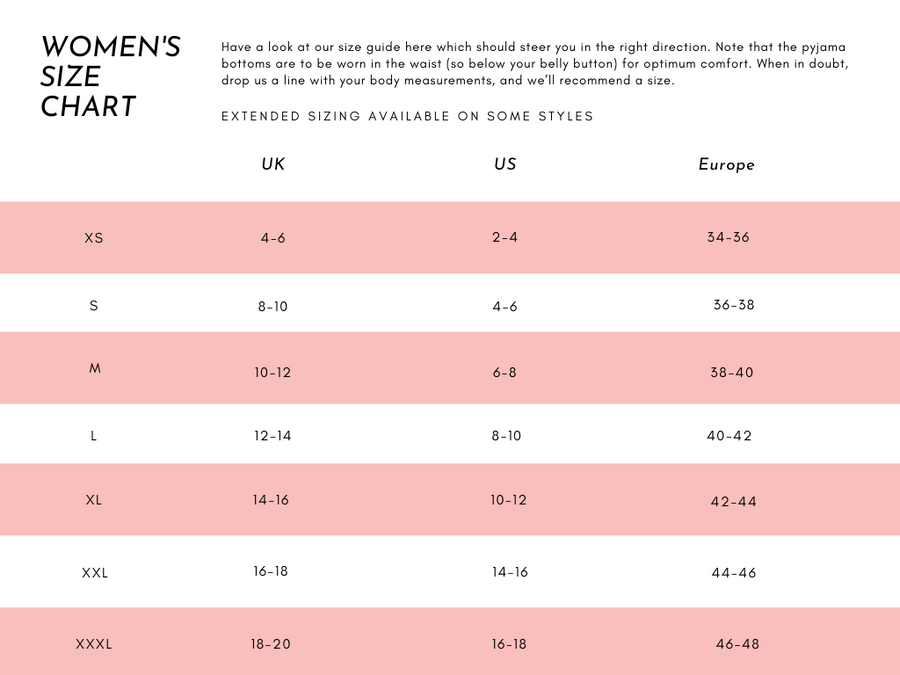 Nightire Sleepwear Size Chart Nightire Sleepwear