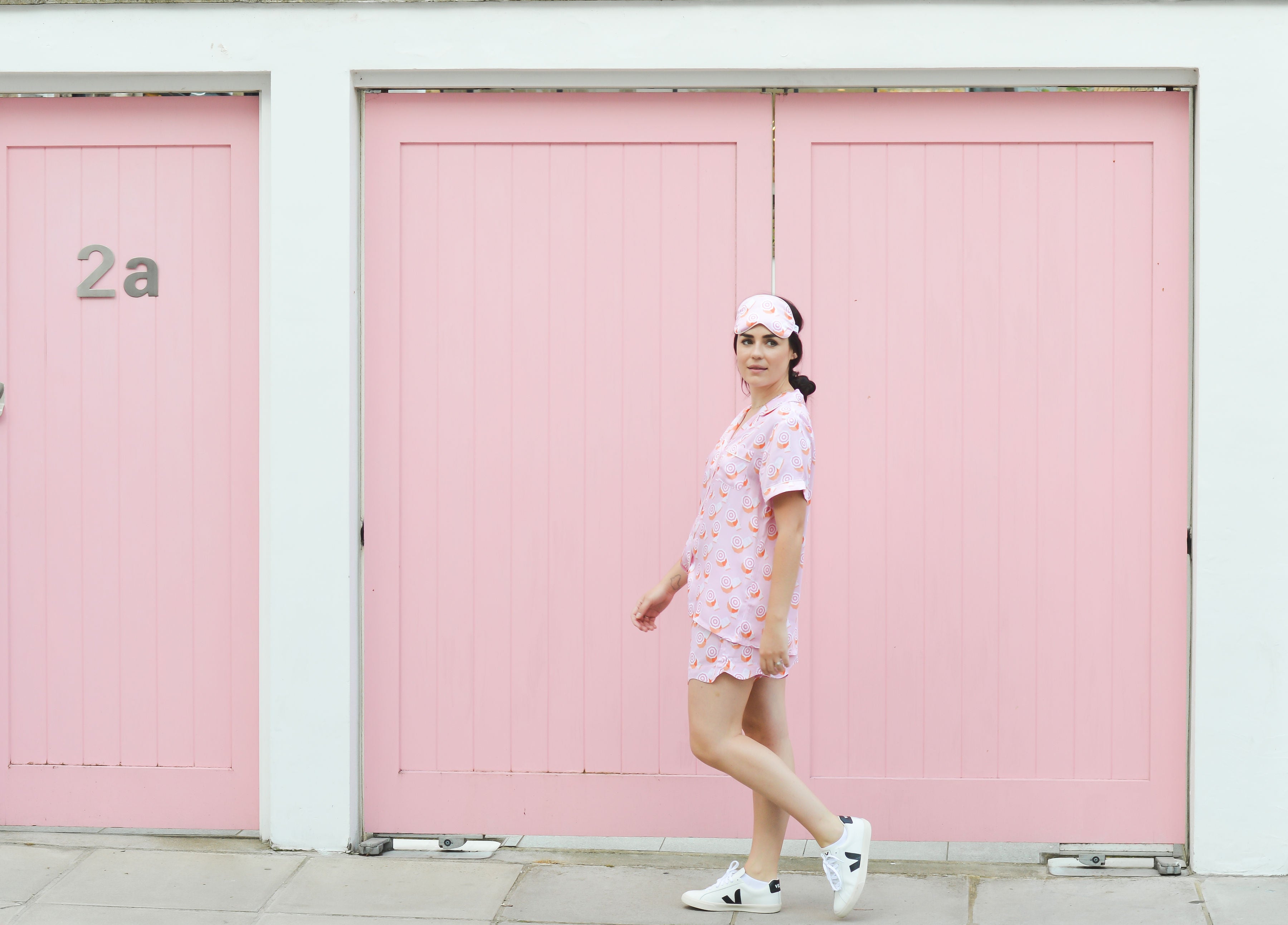 Pink umbrella patterned pjs perfect for summer in Portofino