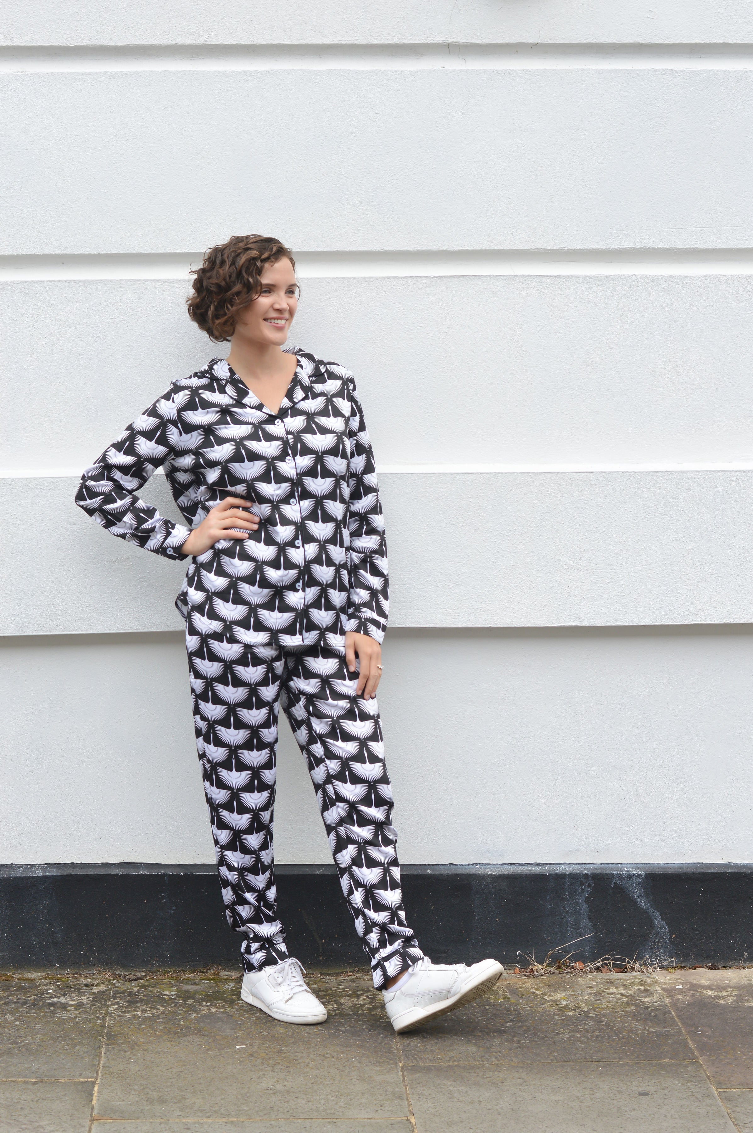 Black and White Patterned Long Pyjamas