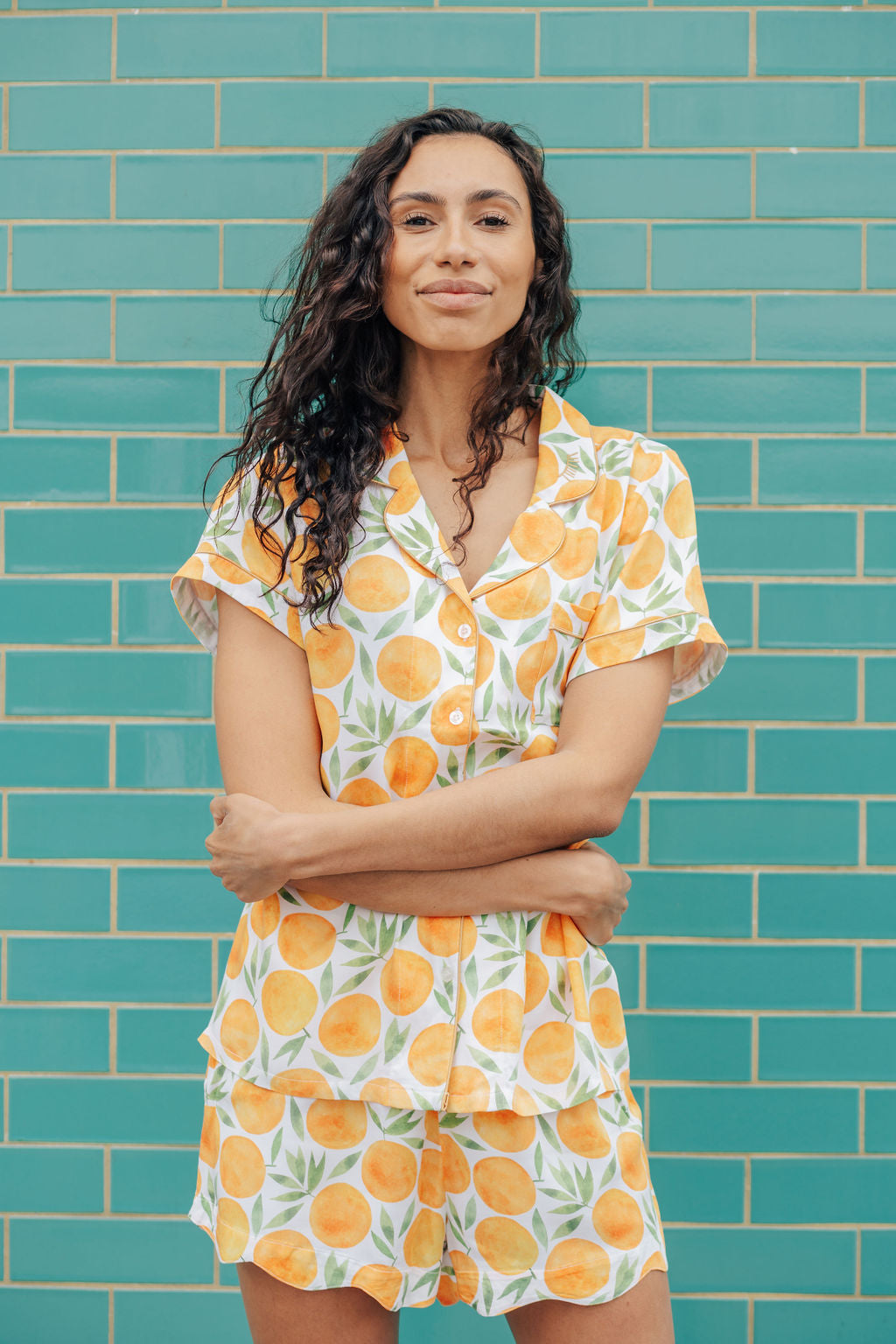 Short orange printed pyjama set