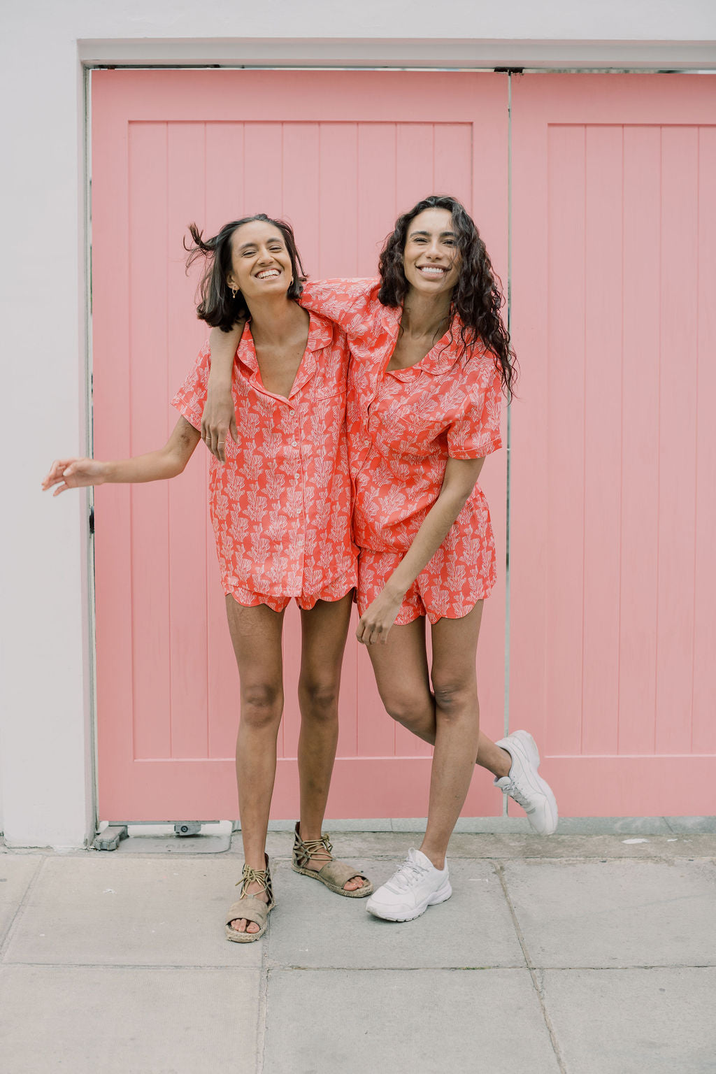 Short Pink Seaside Printed Bamboo PJs