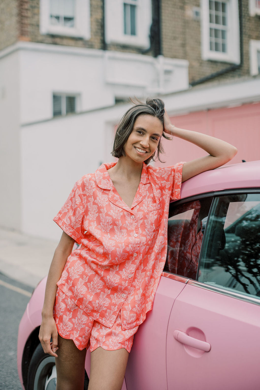 Scalloped edge shorts pyjamas