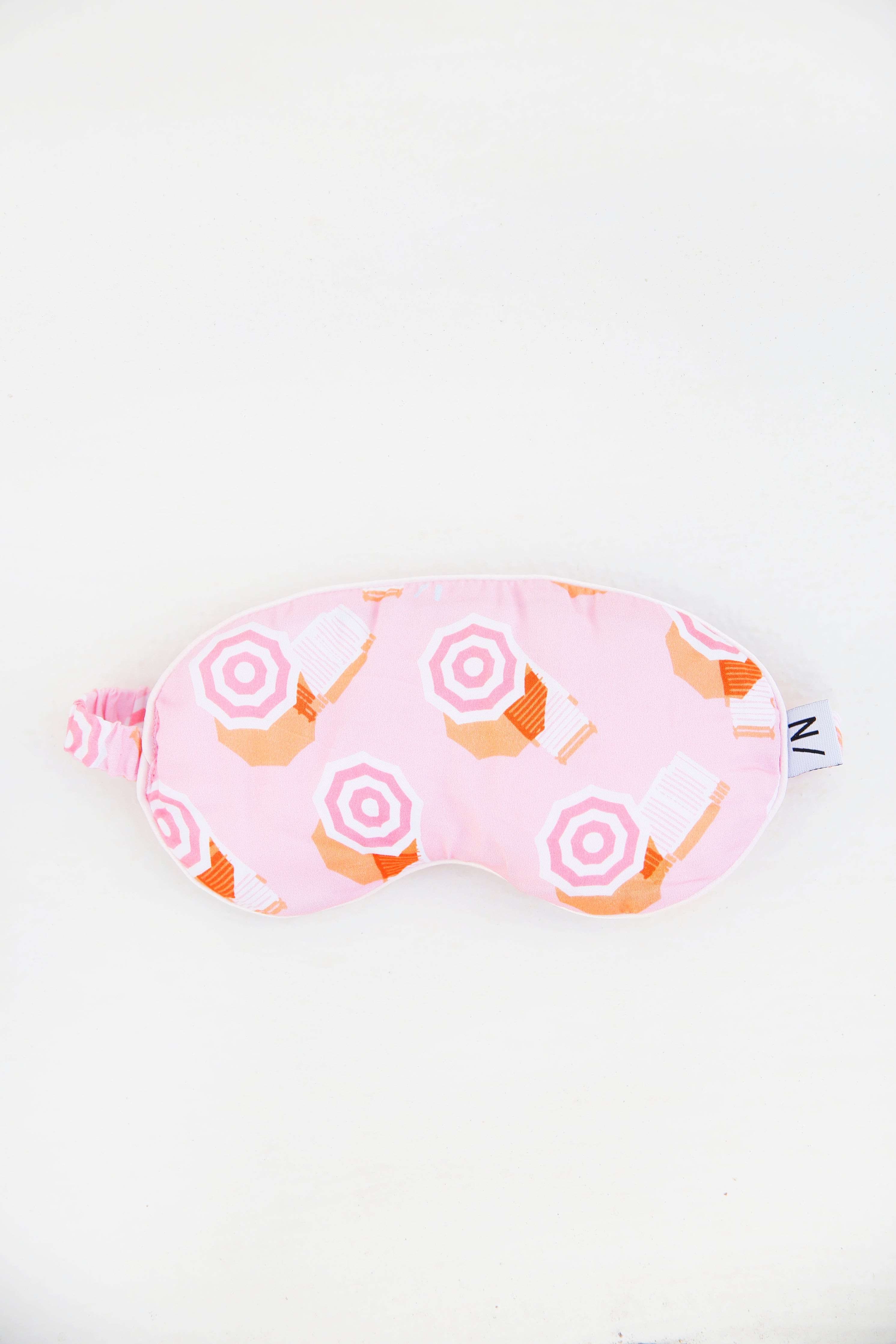 Light Pink Striped Umbrella Print Bamboo Eye Mask